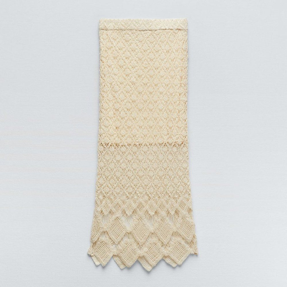 ZARA CROCHET STRAIGHT SKIRT ECRU - Picture 3 of 9